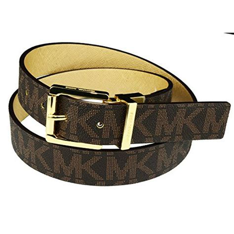 michael kors women's logo brown wide gold buckle belt|belk+ Michael Kors women.